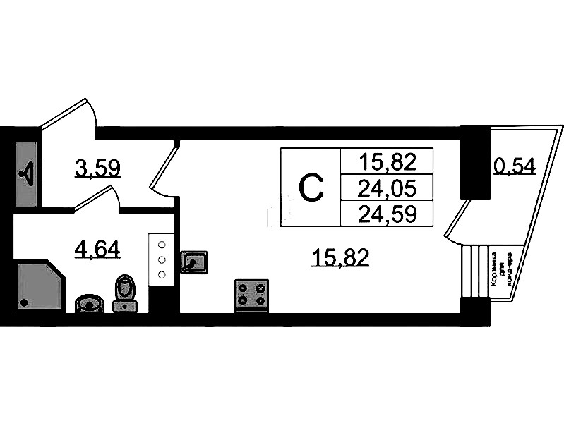 Квартира студия 24.59 м², 9/11 эт., ЖК «VEREN NORT Сертолово»